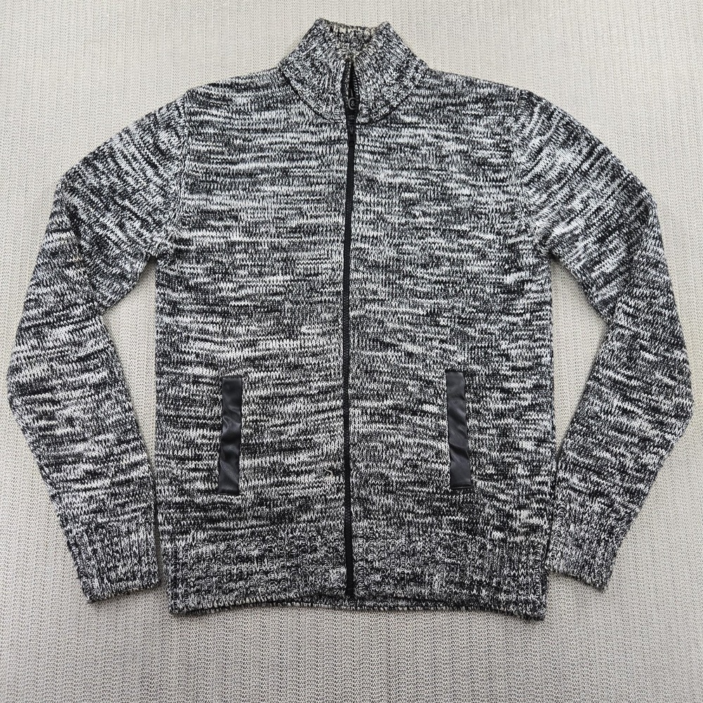 Truth Substance & Common Sense Sweater Mens Medium Gray Full Zip Mock Neck Knit